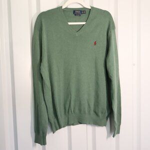 Polo Ralph Lauren Men's V-Neck 100% Pima Cotton Green Red Pony Size XL